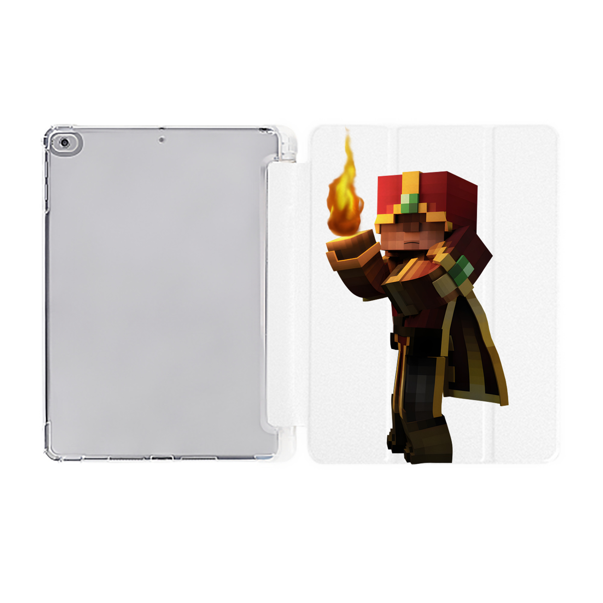 （画像用） マインクラフト ブロックの世界 Minecraft MC Block world IPad ケース ペン収納付き 三つ折りスタンド PUレザー×シリコン 対応機種9.5/10.5/10.9インチ